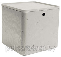 Коробка квадратная с крышкой XL Beton 18L, серый
