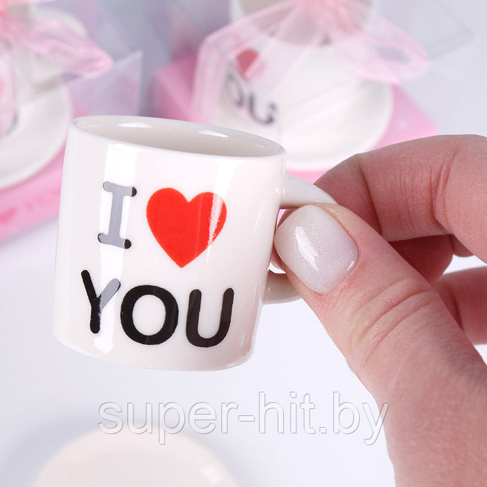Сувенирный набор кружка с блюдцем "I love you" - фото 4 - id-p170606736