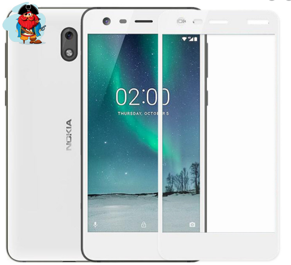 Защитное стекло для Nokia 2 5D (полная проклейка), цвет: белый - фото 1 - id-p118519023