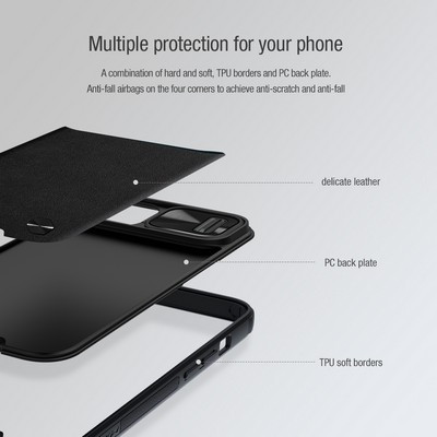 Силиконовая накладка Nillkin CamShield Leather Case Черная для Apple iPhone 13 - фото 6 - id-p175490264