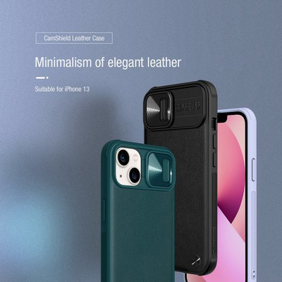 Силиконовая накладка Nillkin CamShield Leather Case Зеленая для Apple iPhone 13 - фото 8 - id-p175490265
