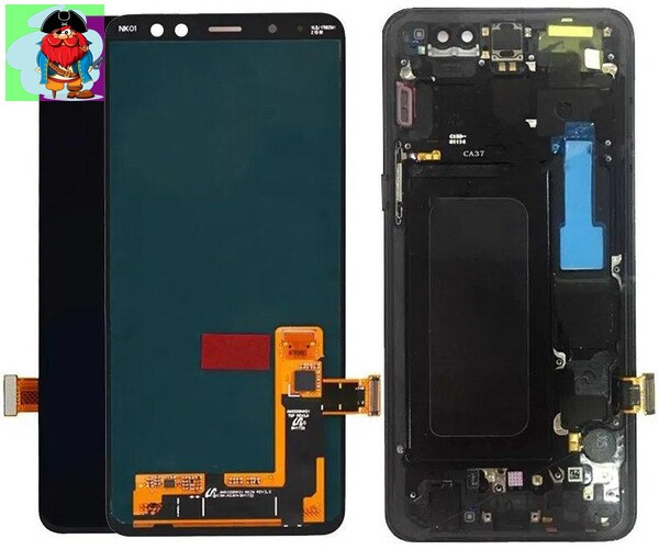 Экран для Samsung Galaxy A8 (A530F) с тачскрином и рамкой, цвет: черный, оригинальный - фото 1 - id-p118968959