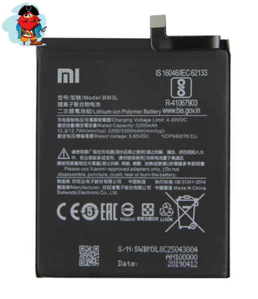 Аккумулятор для Xiaomi Mi 9 (Mi9) (BM3L) оригинальный - фото 1 - id-p118968943