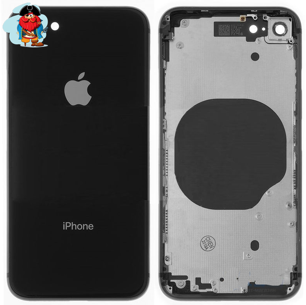 Корпус (задняя крышка, рамка, сим-лоток) для Apple iPhone 8, цвет: черный - фото 1 - id-p124664519