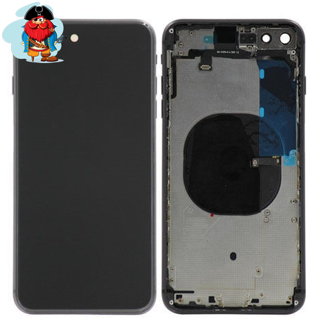 Корпус (задняя крышка, рамка, сим-лоток) для Apple iPhone 8 Plus, цвет: черный - фото 1 - id-p124664524
