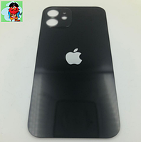 Задняя крышка (стекло) для Apple iPhone 12, цвет: черный (широкое отверстие под камеру)