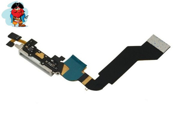 Шлейф разъема зарядки для Apple iPhone 4s (Charge Conn), цвет: белый - фото 1 - id-p88617296