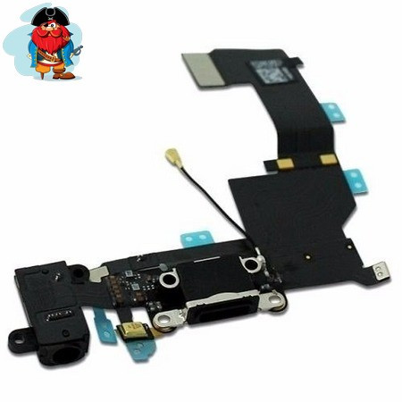 Шлейф разъема зарядки и разъема наушников Audio Jack для Apple iPhone 5S (Charge Conn), цвет: черный - фото 1 - id-p88617319