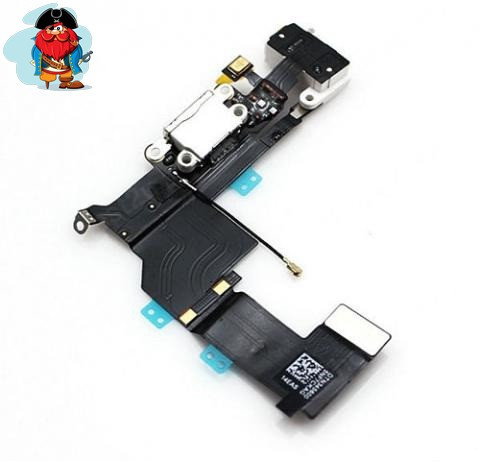 Шлейф разъема зарядки и разъема наушников Audio Jack для Apple iPhone 5S (Charge Conn), цвет: белый - фото 1 - id-p88617320