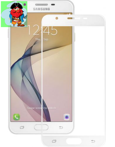 Защитное стекло для Samsung Galaxy J5 Prime G570 3D (проклейка по контуру), цвет: белый - фото 1 - id-p129574772