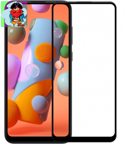 Защитное стекло для Samsung Galaxy A11 5D (полная проклейка), цвет: черный - фото 1 - id-p129831469