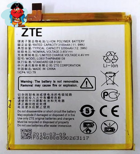 Аккумулятор для ZTE Blade A7 2019 (Li3931T44P8h806139) оригинальный - фото 1 - id-p169216188