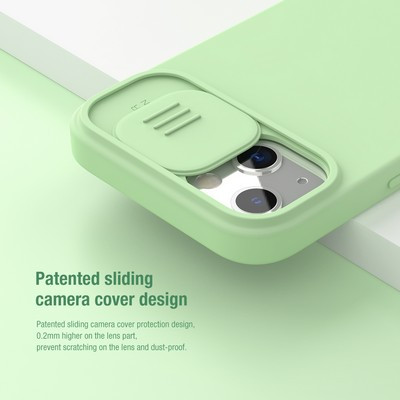 Силиконовая накладка с пластиной Magsafe Nillkin CamShield Silky Magnetic Silicone Case Зеленая для Apple - фото 5 - id-p175490299