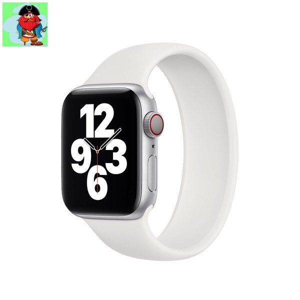 Силиконовый монобраслет для Apple Watch 4 38mm, цвет: белый (размер: L) - фото 1 - id-p142789018