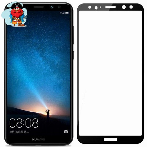Защитное стекло для Huawei Nova 2i 5D (полная проклейка), цвет: черный - фото 1 - id-p105541144