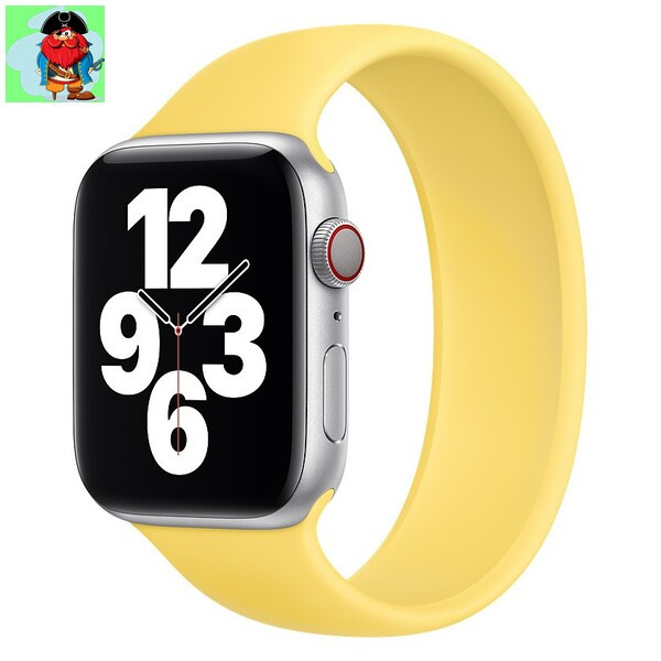 Силиконовый монобраслет для Apple Watch 38mm, цвет: желтый (размер: S) - фото 1 - id-p142908582