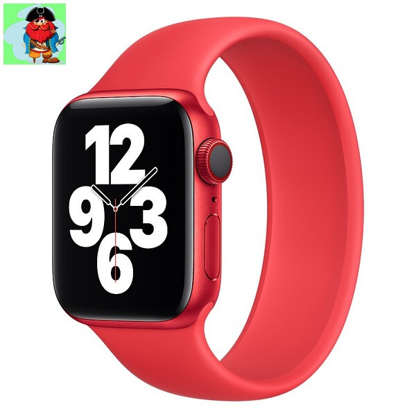 Силиконовый монобраслет для Apple Watch 38mm, цвет: красный (размер: M) - фото 1 - id-p142950425