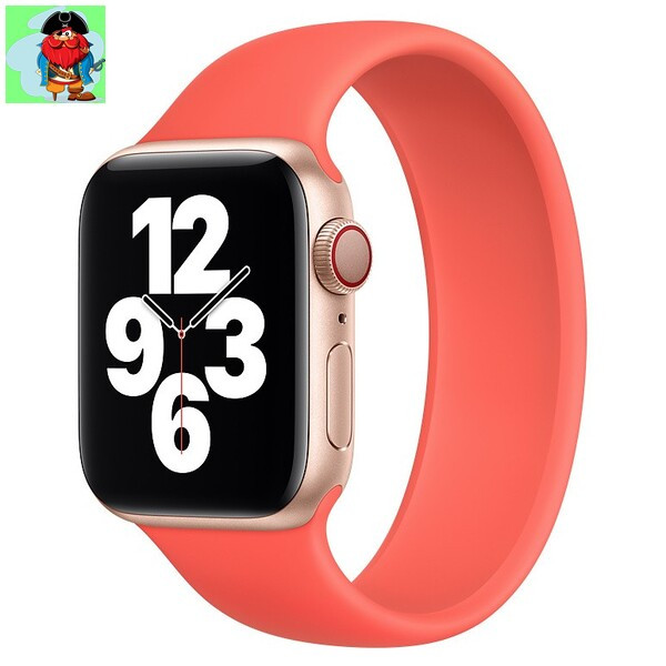 Силиконовый монобраслет для Apple Watch 38mm, цвет: коралловый (размер: M) - фото 1 - id-p142950426