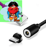 Магнитный кабель USB - Micro USB для зарядки телефона Profit 1м, цвет: черный