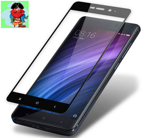 Защитное стекло для Xiaomi Redmi 4X 5D (полная проклейка), цвет: черный - фото 1 - id-p92106727