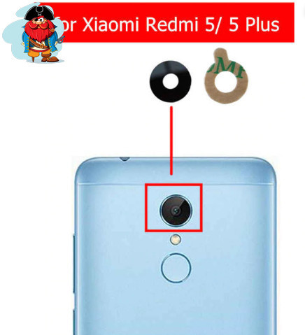 Стекло задней камеры для Xiaomi Redmi 5, Redmi 5 Plus, цвет: черный - фото 1 - id-p110188188