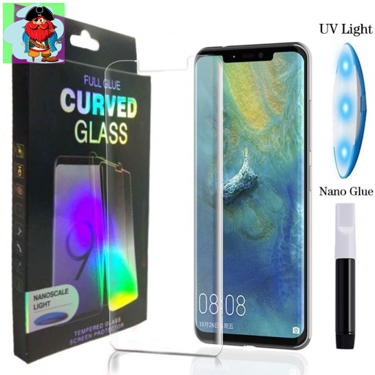 Защитное стекло для Samsung Galaxy S10 Plus, цвет: прозрачный с фотополимерным клеем и УФ-лампой - фото 1 - id-p132349393
