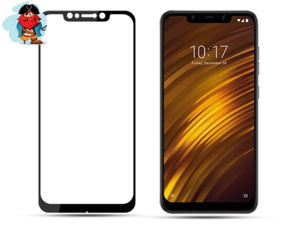 Защитное стекло для Xiaomi Pocophone F1 5D (полная проклейка) цвет: черный - фото 1 - id-p92167082