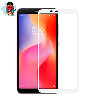 Защитное стекло для Xiaomi Redmi 6, Redmi 6A 5D (полная проклейка), цвет: белый