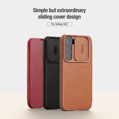 Кожаный чехол Nillkin Qin Pro Leather Case Красный для Samsung Galaxy S22 - фото 7 - id-p175490336