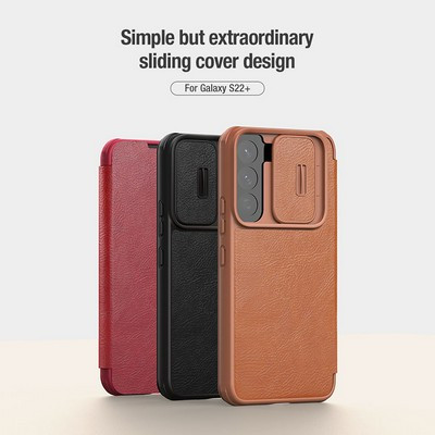 Кожаный чехол Nillkin Qin Pro Leather Case Коричневый для Samsung Galaxy S22 Plus - фото 7 - id-p175490338