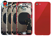 Корпус (задняя крышка, рамка, сим-лоток) для Apple iPhone 8, цвет: красный