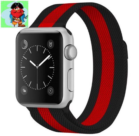 Металлический ремешок для Apple Watch 38/40 мм, цвет: черный с красной полосой - фото 1 - id-p127682674