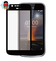 Защитное стекло для Nokia 1 5D (полная проклейка) цвет: черный