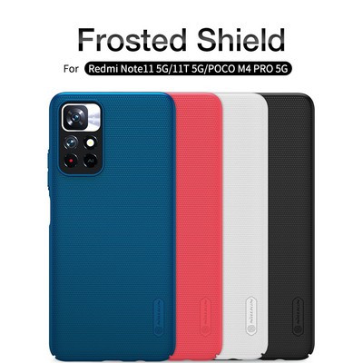 Пластиковый чехол с подставкой Nillkin Super Frosted Shield Черный для Xiaomi Poco M4 Pro 5G - фото 5 - id-p175490348