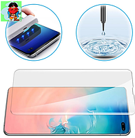 Защитное стекло для Samsung Galaxy S10 5G 5D (полная проклейка), цвет: прозрачный с фотополимерным клеем и