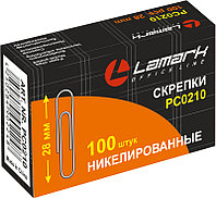 Скрепки LAMARK никелированные 28 мм/100 шт. круглые, арт.PC0210