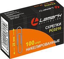 Скрепки LAMARK никелированные 28 мм/100 шт. круглые, арт.PC0210