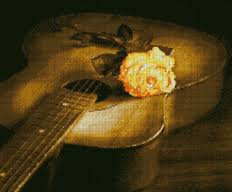 Картина стразами "Гитара и роза"