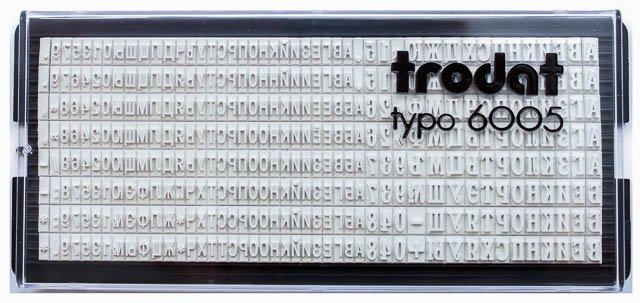Касса символов для самонаборных штампов Trodat typo 6005 360 символов, высота основного шрифта 2,2 мм, шрифт - фото 1 - id-p175597490