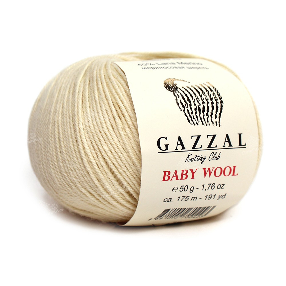 Пряжа Gazzal Baby Wool цвет 829 молочный / крем