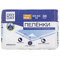 Пелёнки гигиенические впитывающие Dry day Super, 60х60 см., 30 шт.