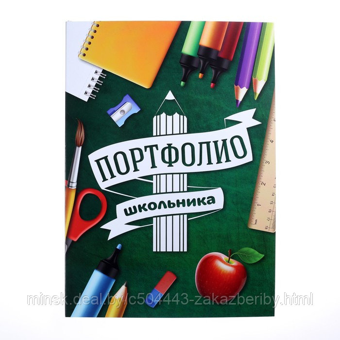 Портфолио в папке с креплением «Портфолио школьника», 6 листов, 21,5 х 30 см