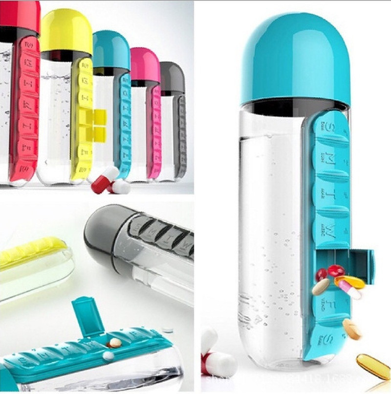 Таблетница-органайзер на каждый день Pill & Vitamin Organizer с бутылкой для воды - фото 6 - id-p175619087