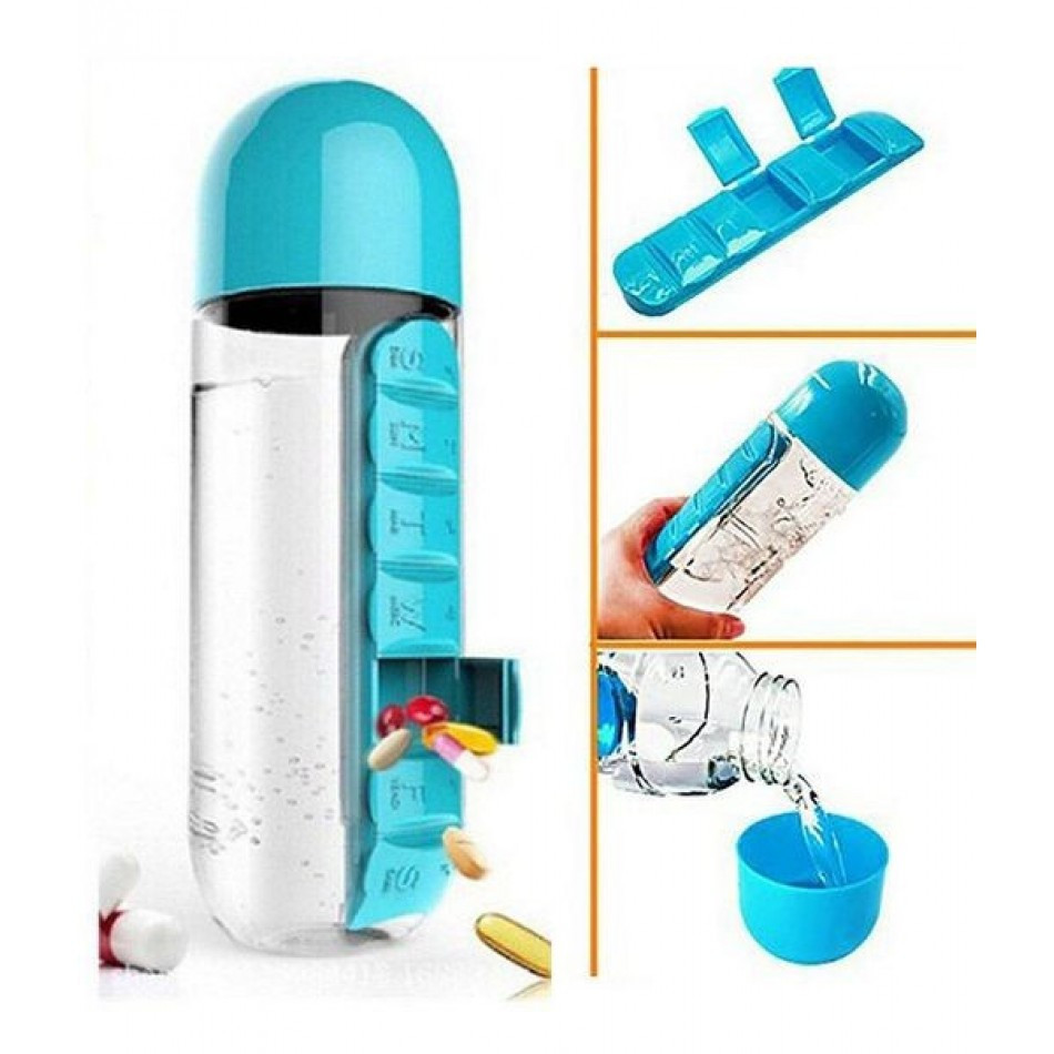 Таблетница-органайзер на каждый день Pill & Vitamin Organizer с бутылкой для воды - фото 5 - id-p175619087