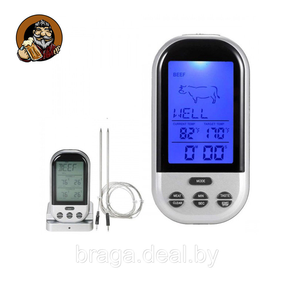 Термометр цифровой с 2-мя щупами и беспроводным модулем - фото 1 - id-p175623090