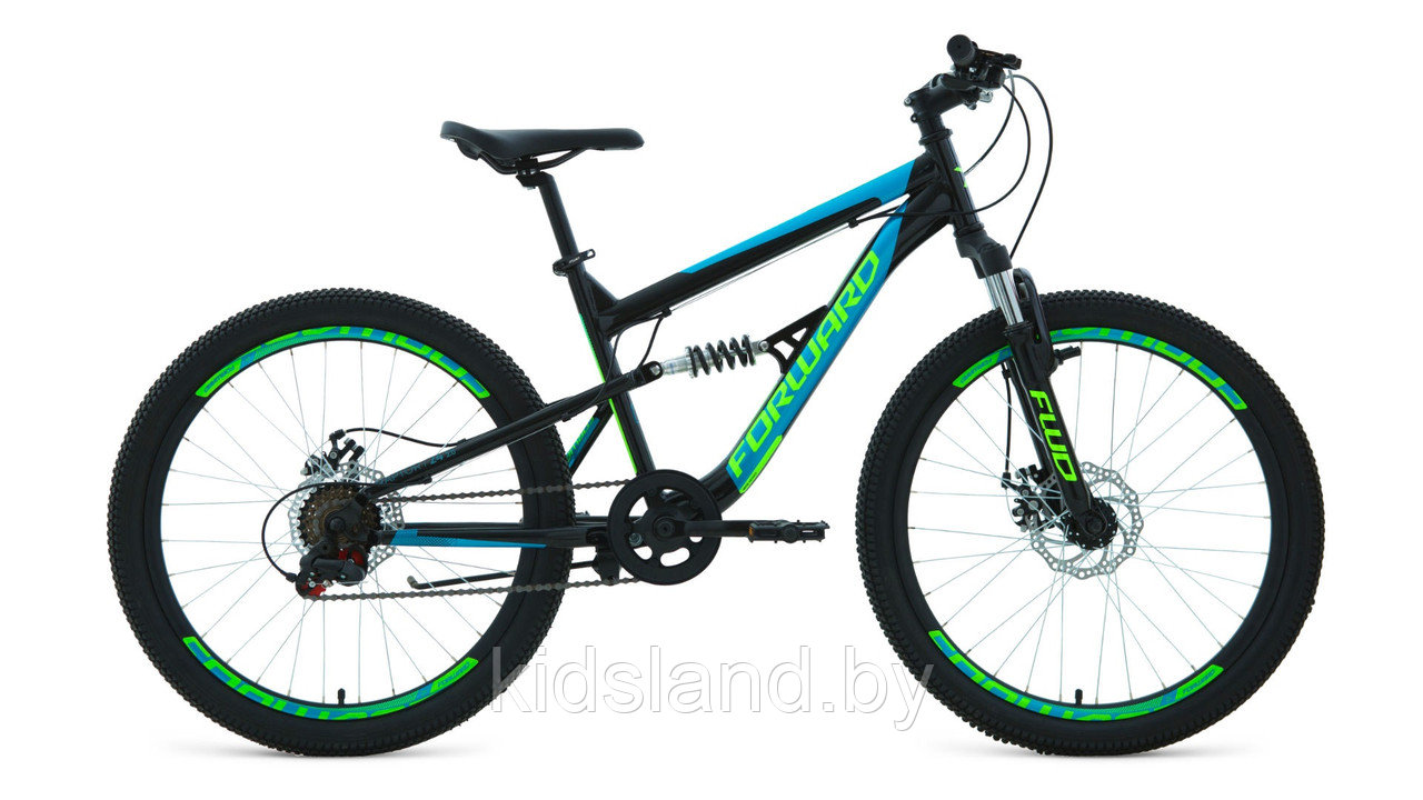Велосипед Forward Raptor 24 2.0 D" (черный/бирюзовый)