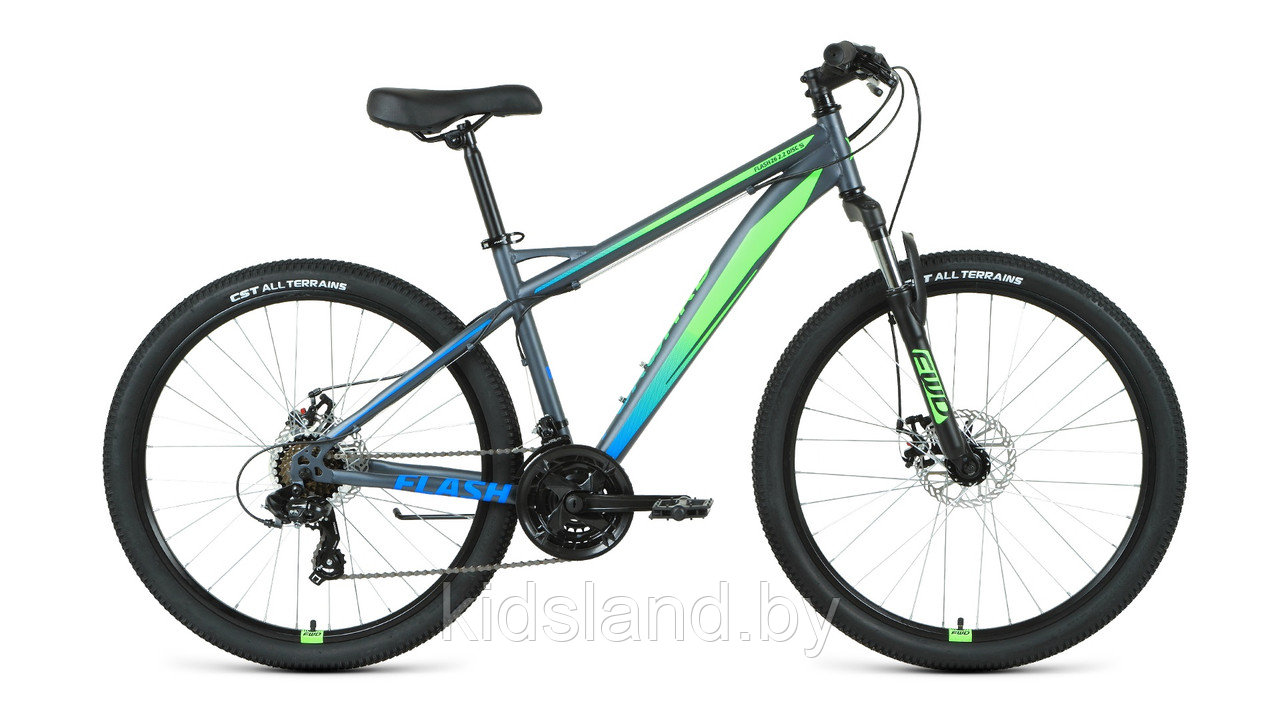 Велосипед Forward Flash 26 2.2 S" (серый-матовый/ярко-зеленый)