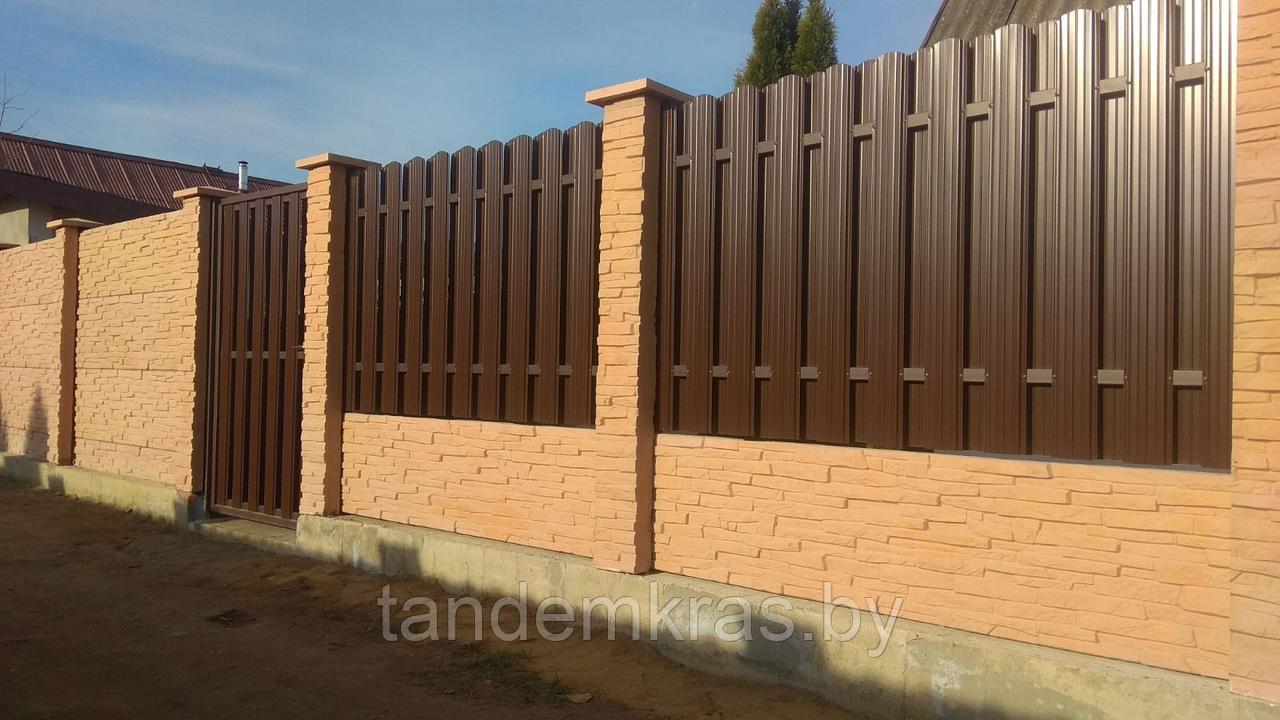 Бетонный забор "Базальт" комбинированный с металлоштакетником - фото 6 - id-p101333262