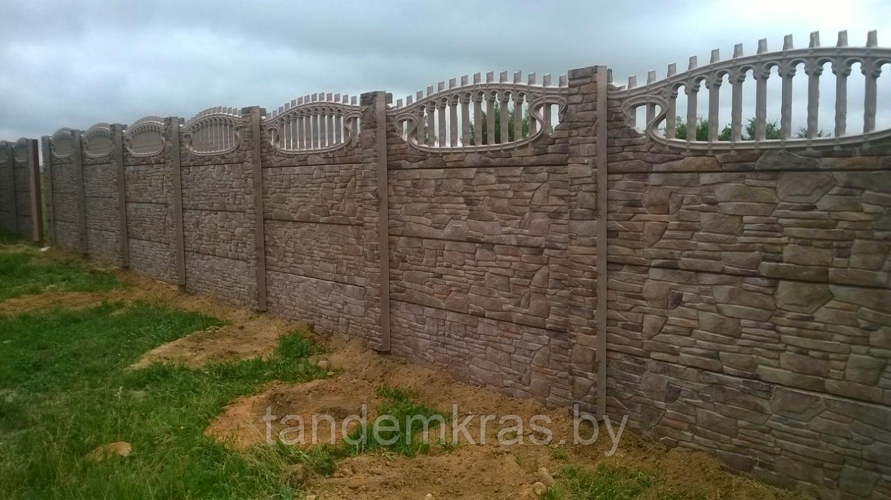 Бетонный забор «Сланец» имитирующий фактуру и окраску натурального камня