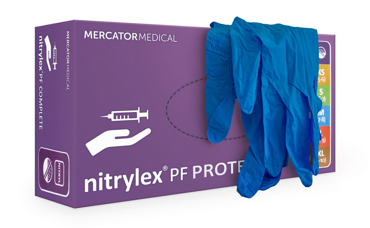 Перчатки одноразовые нитриловые Nitrylex PF Protect текстурированные 100% нитрил (РАБОТАЕМ БЕЗ НДС!) XL